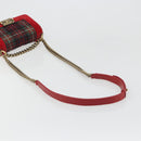 CHANEL Boy Chanel Chain Shoulder Bag Velor Red Gold CC Auth mr2605SAV-7