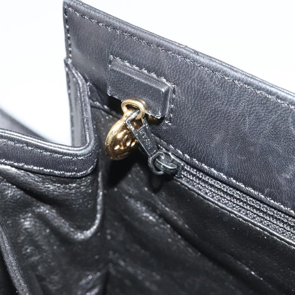 CHANEL Matelasse Shoulder Bag Leather Black Gold CC Auth mr2606V