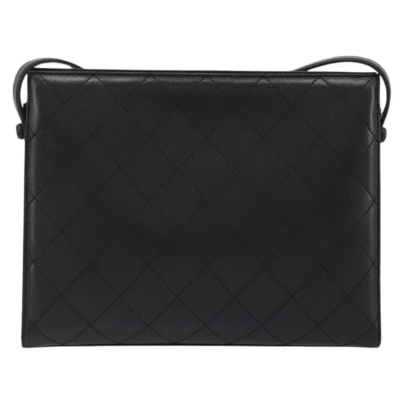 CHANEL Matelasse Shoulder Bag Leather Black Gold CC Auth mr2606V