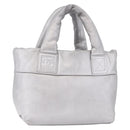 CHANEL Cococoon Tote Bag Leather Silver CC Auth mr2607-1