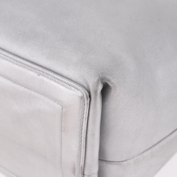 CHANEL Cococoon Tote Bag Leather Silver CC Auth mr2607