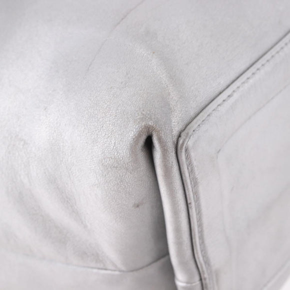 CHANEL Cococoon Tote Bag Leather Silver CC Auth mr2607