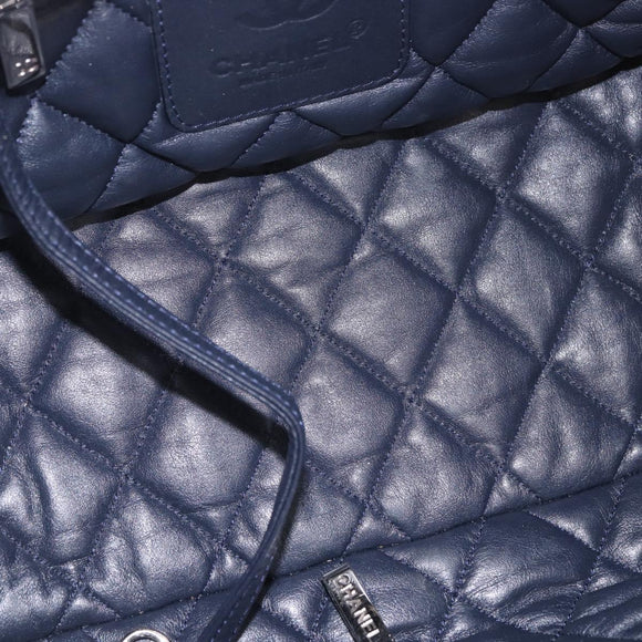 CHANEL Cococoon Tote Bag Leather Silver CC Auth mr2607