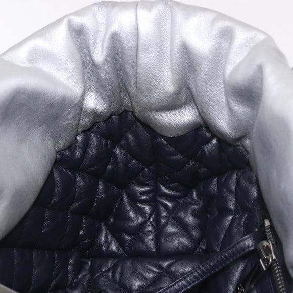 CHANEL Cococoon Tote Bag Leather Silver CC Auth mr2607