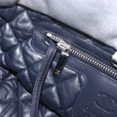CHANEL Cococoon Tote Bag Leather Silver CC Auth mr2607-20