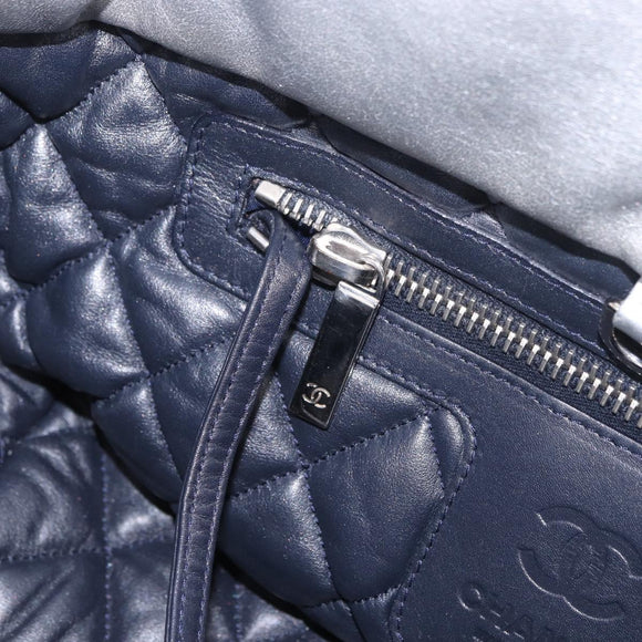 CHANEL Cococoon Tote Bag Leather Silver CC Auth mr2607