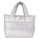 CHANEL Cococoon Tote Bag Leather Silver CC Auth mr2607-2