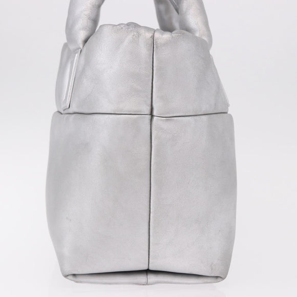 CHANEL Cococoon Tote Bag Leather Silver CC Auth mr2607