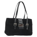 FENDI Hand Bag Suede Black Silver Auth mr2611A-1