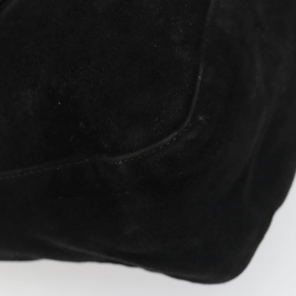 FENDI Hand Bag Suede Black Silver Auth mr2611A