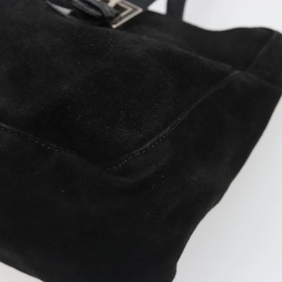 FENDI Hand Bag Suede Black Silver Auth mr2611A