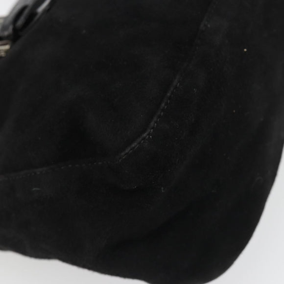 FENDI Hand Bag Suede Black Silver Auth mr2611A