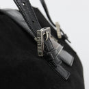 FENDI Hand Bag Suede Black Silver Auth mr2611A-17