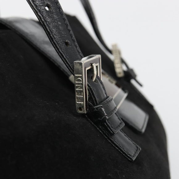 FENDI Hand Bag Suede Black Silver Auth mr2611A