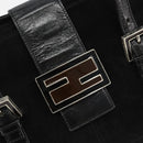 FENDI Hand Bag Suede Black Silver Auth mr2611A-18