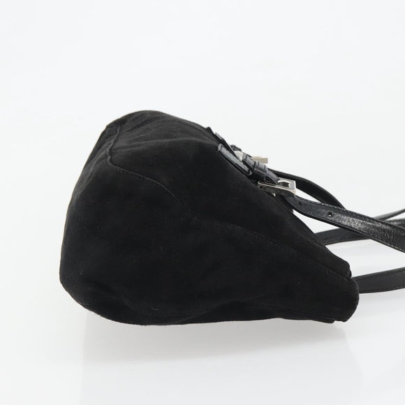 FENDI Hand Bag Suede Black Silver Auth mr2611A
