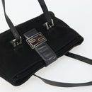 FENDI Hand Bag Suede Black Silver Auth mr2611A-6