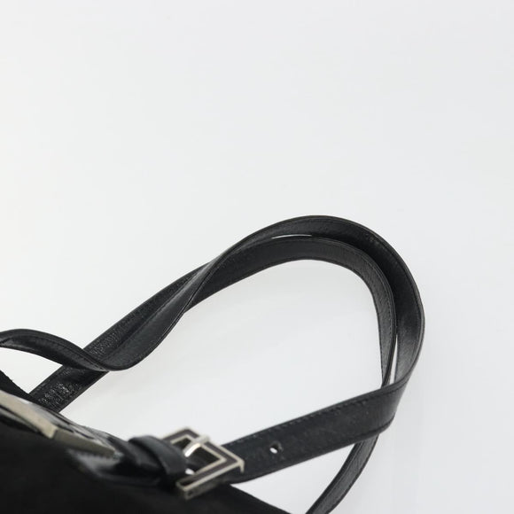 FENDI Hand Bag Suede Black Silver Auth mr2611A