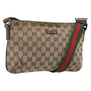 GUCCI GG Canvas Web Sherry Line Shoulder Bag Beige Silver 189749 Auth mr2613-1