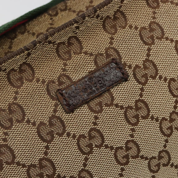 GUCCI GG Canvas Web Sherry Line Shoulder Bag Beige Silver 189749 Auth mr2613