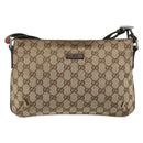 GUCCI GG Canvas Web Sherry Line Shoulder Bag Beige Silver 189749 Auth mr2613-2