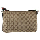 GUCCI GG Canvas Web Sherry Line Shoulder Bag Beige Silver 189749 Auth mr2613-3