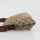 GUCCI GG Canvas Web Sherry Line Shoulder Bag Beige Silver 189749 Auth mr2613-5