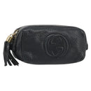 GUCCI Soho GG Pouch Leather Black Gold 308634 Auth mr2614-1