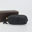 GUCCI Soho GG Pouch Leather Black Gold 308634 Auth mr2614-12