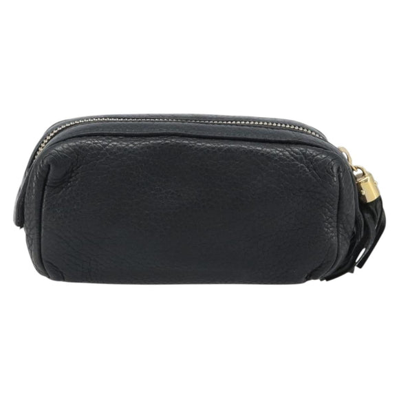GUCCI Soho GG Pouch Leather Black Gold 308634 Auth mr2614