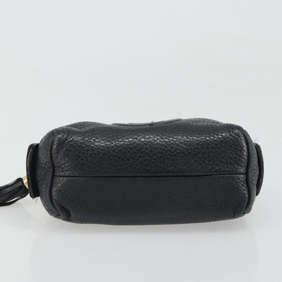 GUCCI Soho GG Pouch Leather Black Gold 308634 Auth mr2614