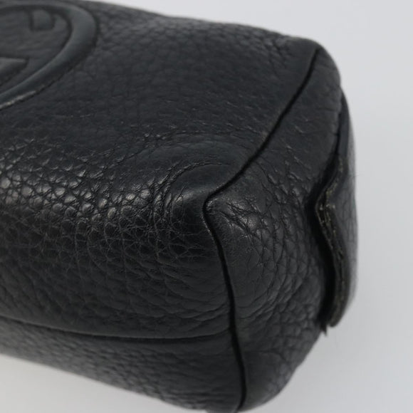 GUCCI Soho GG Pouch Leather Black Gold 308634 Auth mr2614