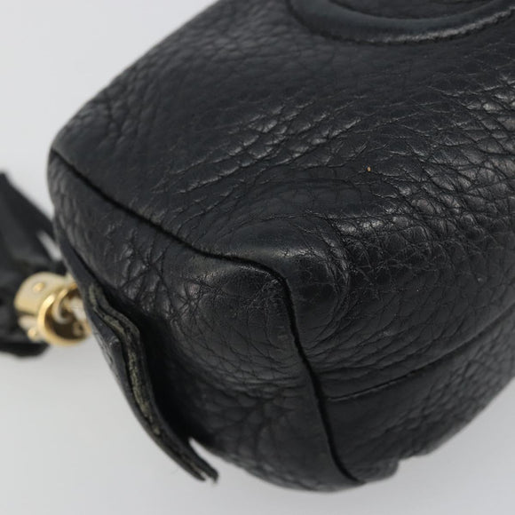 GUCCI Soho GG Pouch Leather Black Gold 308634 Auth mr2614