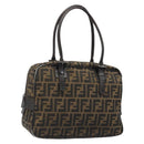 FENDI Zucca Canvas Hand Bag Black Brown Auth mr2615A-1