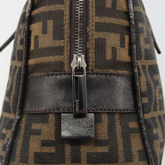 FENDI Zucca Canvas Hand Bag Black Brown Auth mr2615A