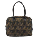 FENDI Zucca Canvas Hand Bag Black Brown Auth mr2615A-13