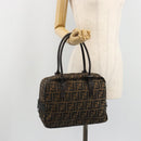 FENDI Zucca Canvas Hand Bag Black Brown Auth mr2615A-23