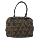 FENDI Zucca Canvas Hand Bag Black Brown Auth mr2615A-2