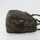 FENDI Zucca Canvas Hand Bag Black Brown Auth mr2615A-3