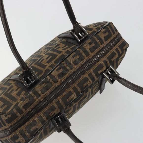 FENDI Zucca Canvas Hand Bag Black Brown Auth mr2615A