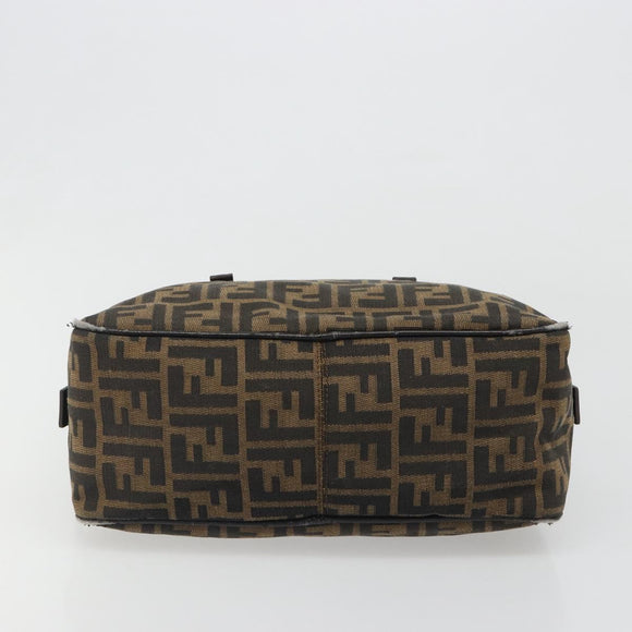 FENDI Zucca Canvas Hand Bag Black Brown Auth mr2615A
