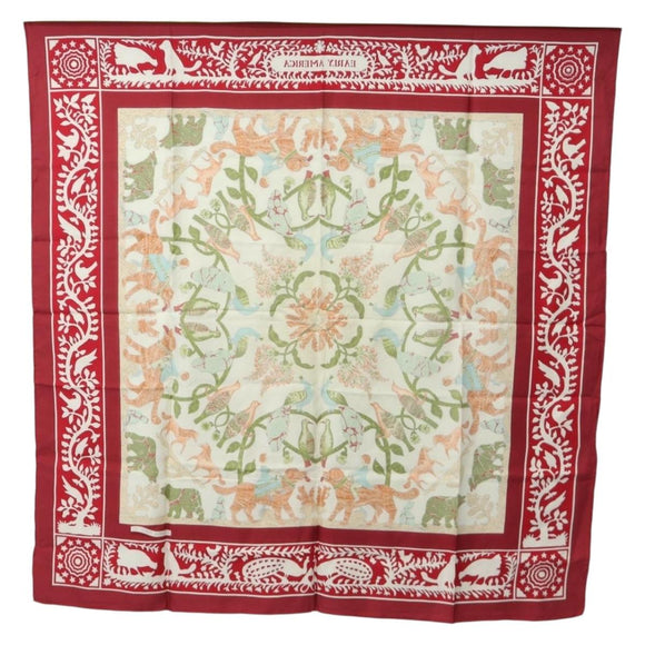 HERMES Carre 90 Scarf Silk Red Auth mr2616
