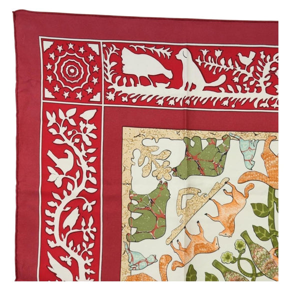 HERMES Carre 90 Scarf Silk Red Auth mr2616