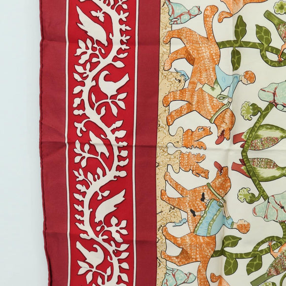 HERMES Carre 90 Scarf Silk Red Auth mr2616