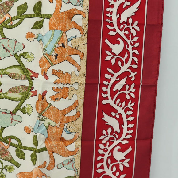 HERMES Carre 90 Scarf Silk Red Auth mr2616