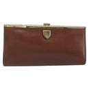 Christian Dior Clutch Bag Leather Brown gold Auth mr2617A-1