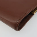 Christian Dior Clutch Bag Leather Brown gold Auth mr2617A-15