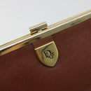 Christian Dior Clutch Bag Leather Brown gold Auth mr2617A-8