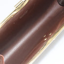 Christian Dior Clutch Bag Leather Brown gold Auth mr2617A-10