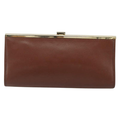 Christian Dior Clutch Bag Leather Brown gold Auth mr2617A - 0